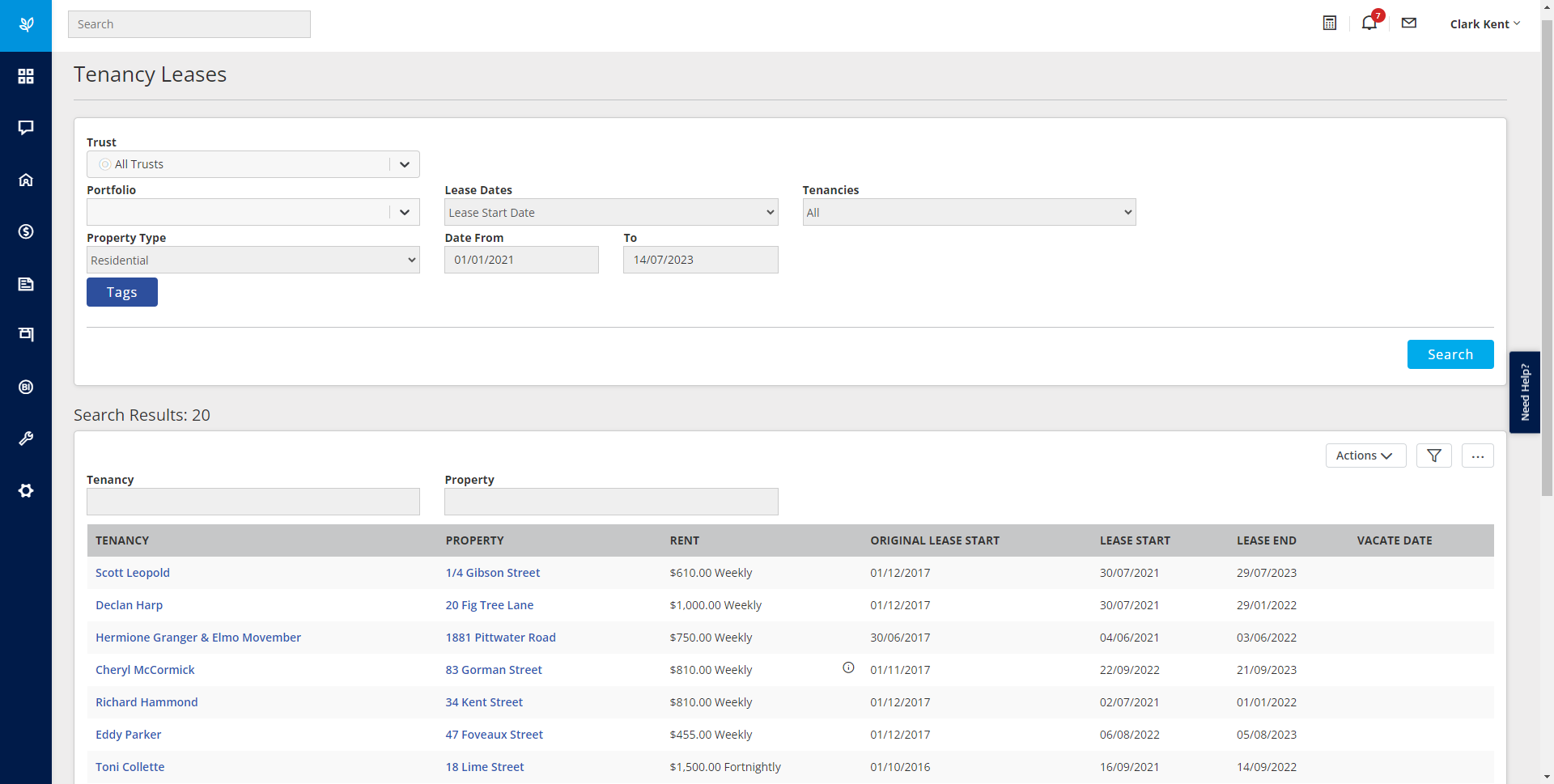 screenshot of MRI Property Tree